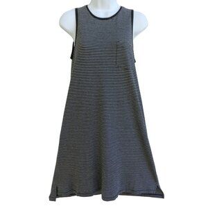 ATM Striped T-Shirt Tank Dress Black Grey Cotton Modal Peru Hi Low Side Vents S